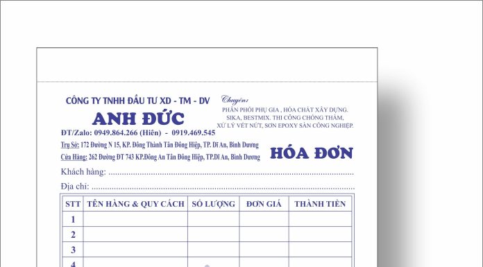 in hóa đơn Long An