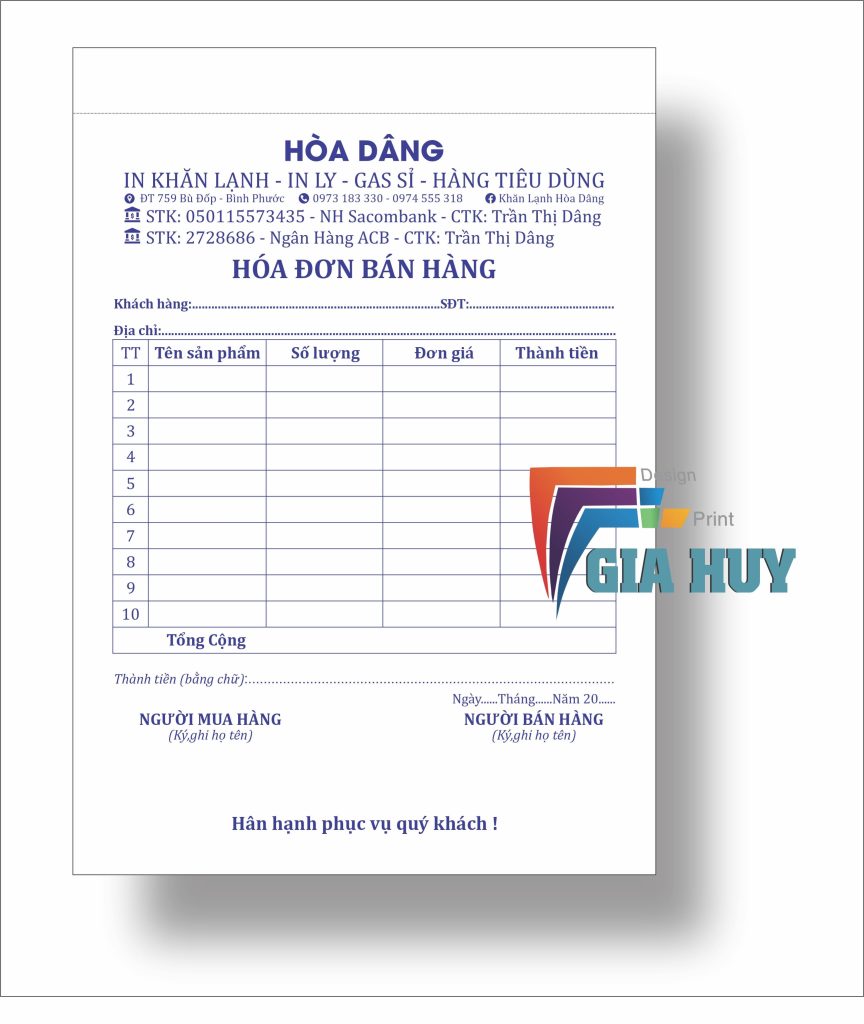 in hóa đơn giá rẻ quận 1