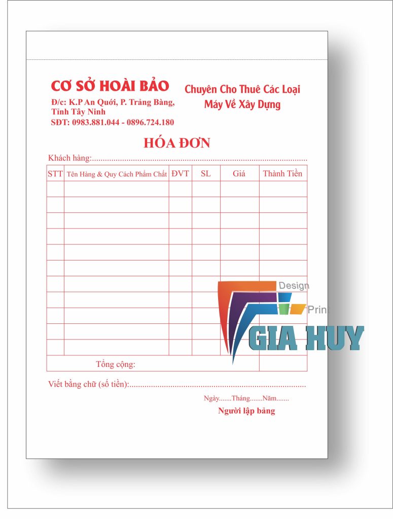 in hóa đơn giá rẻ vĩnh lộc