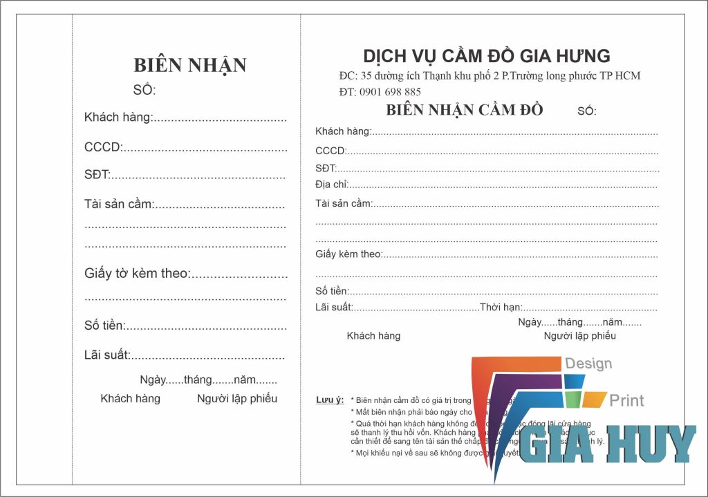 in phiếu cầm đồ long an