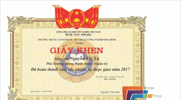 in giấy khen tây ninh